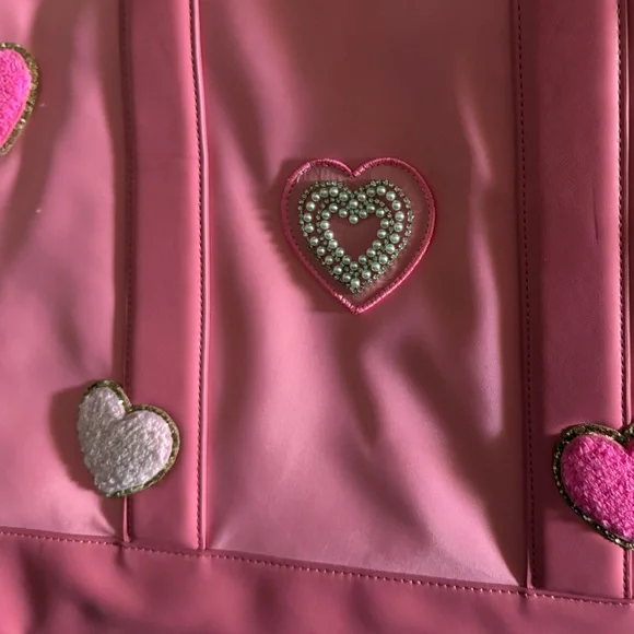 Stoney clover lane guava tote with custom patches nwot hearts - Picture 7 of 10